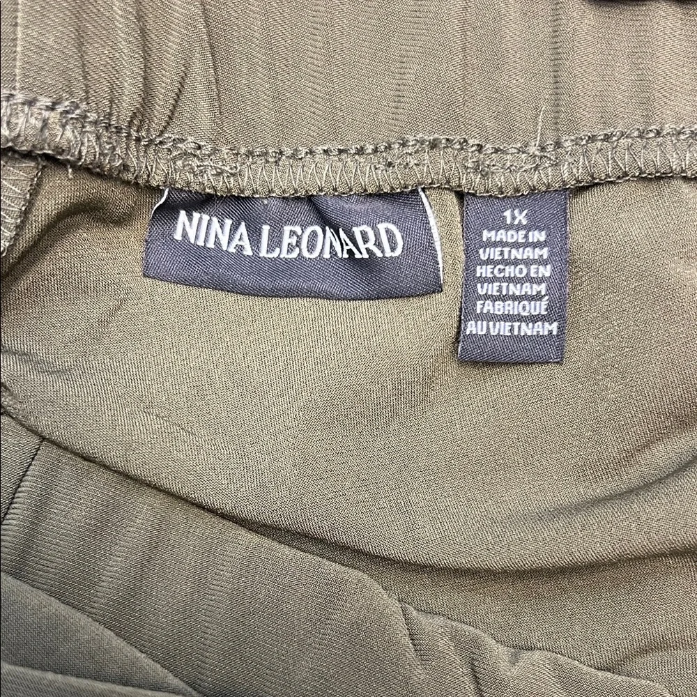 Nina Leonard Chic Green Women's Dressy Joggers with Gold zippers Size 1X